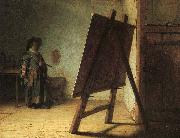 REMBRANDT Harmenszoon van Rijn, Artist in his studio